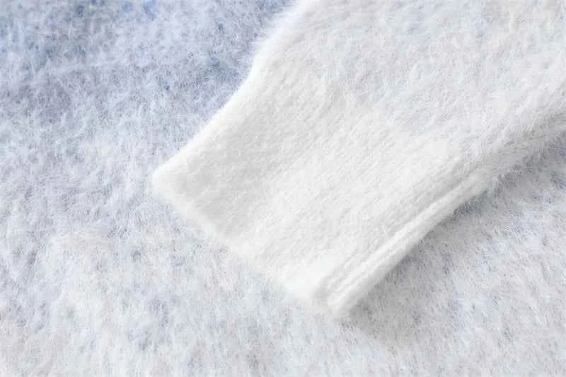Fashionable Sky Ombre Gradient Fuzzy Sweater
