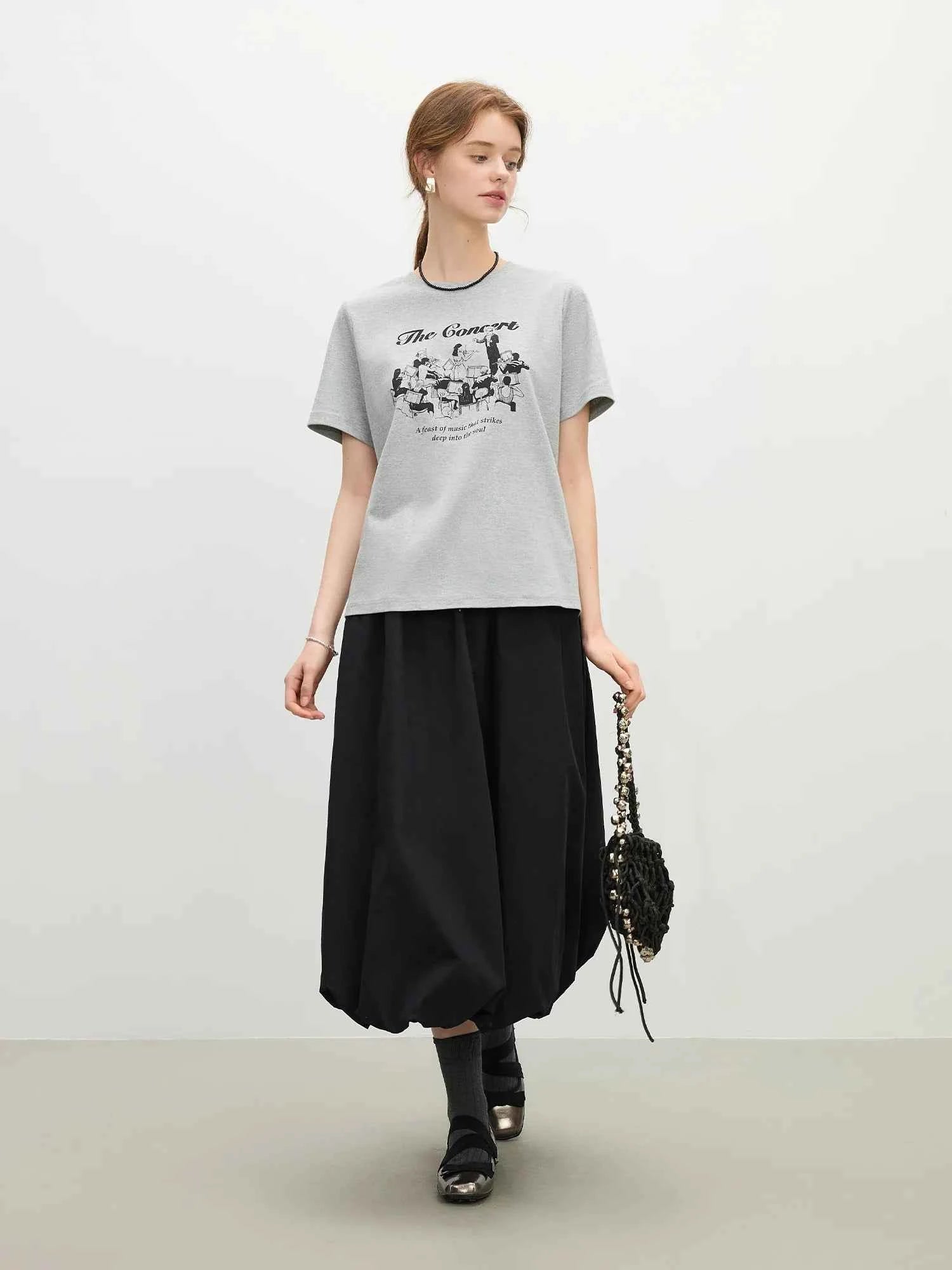 Chic Minimalist Pure Cotton Short-Sleeved T-Shirt