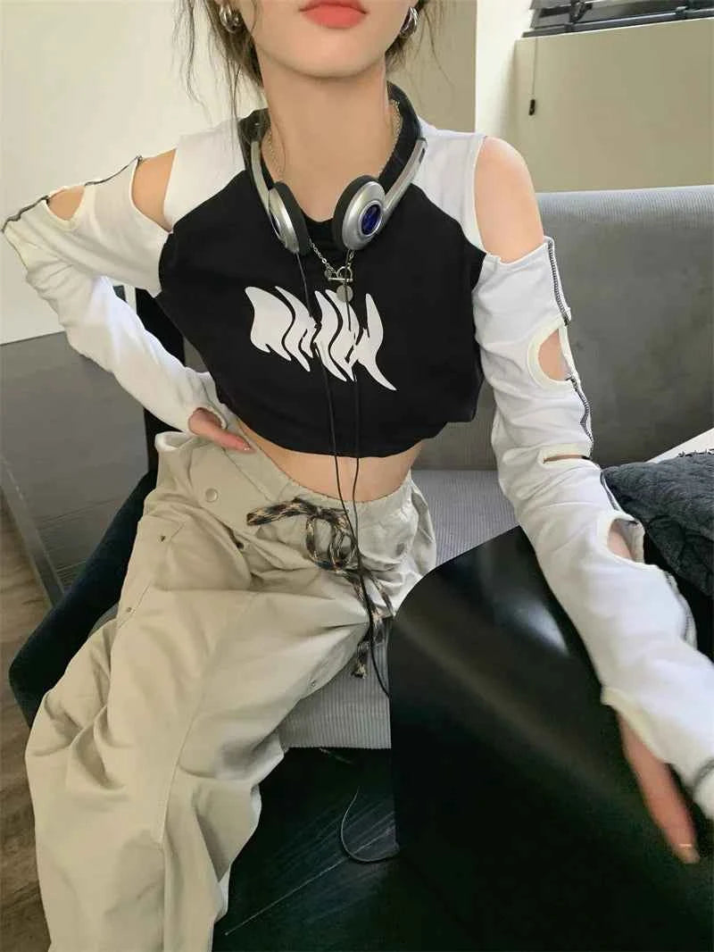 Y2K Streetwear Gothing Kosahiki Hollow Out Grunge T-Shirt