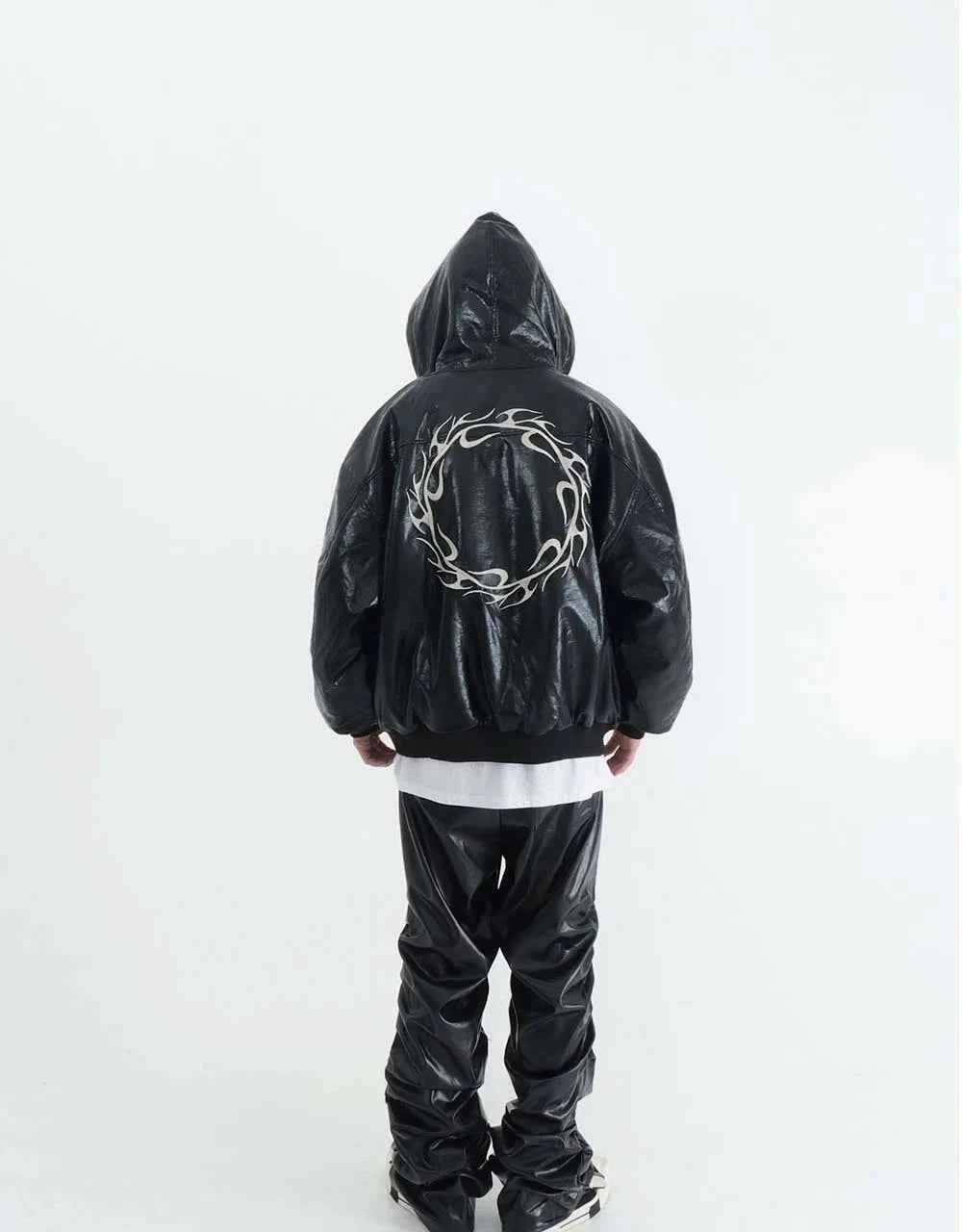 Breathable Stylish Pleated Leather Motorcycle Pants