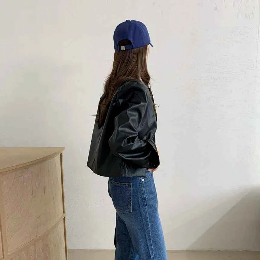 Women Faux Fur Retro Moto Leather Jacket