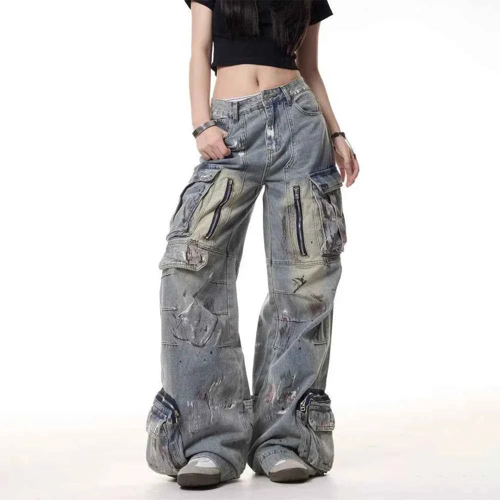 Retro American Style Workwear Baggy Jeans