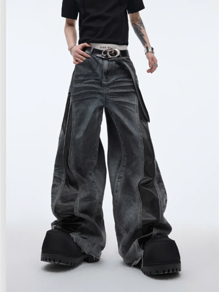 Y2K Vintage Black Cyber PU Leather Jeans - Luxuryurbanwear