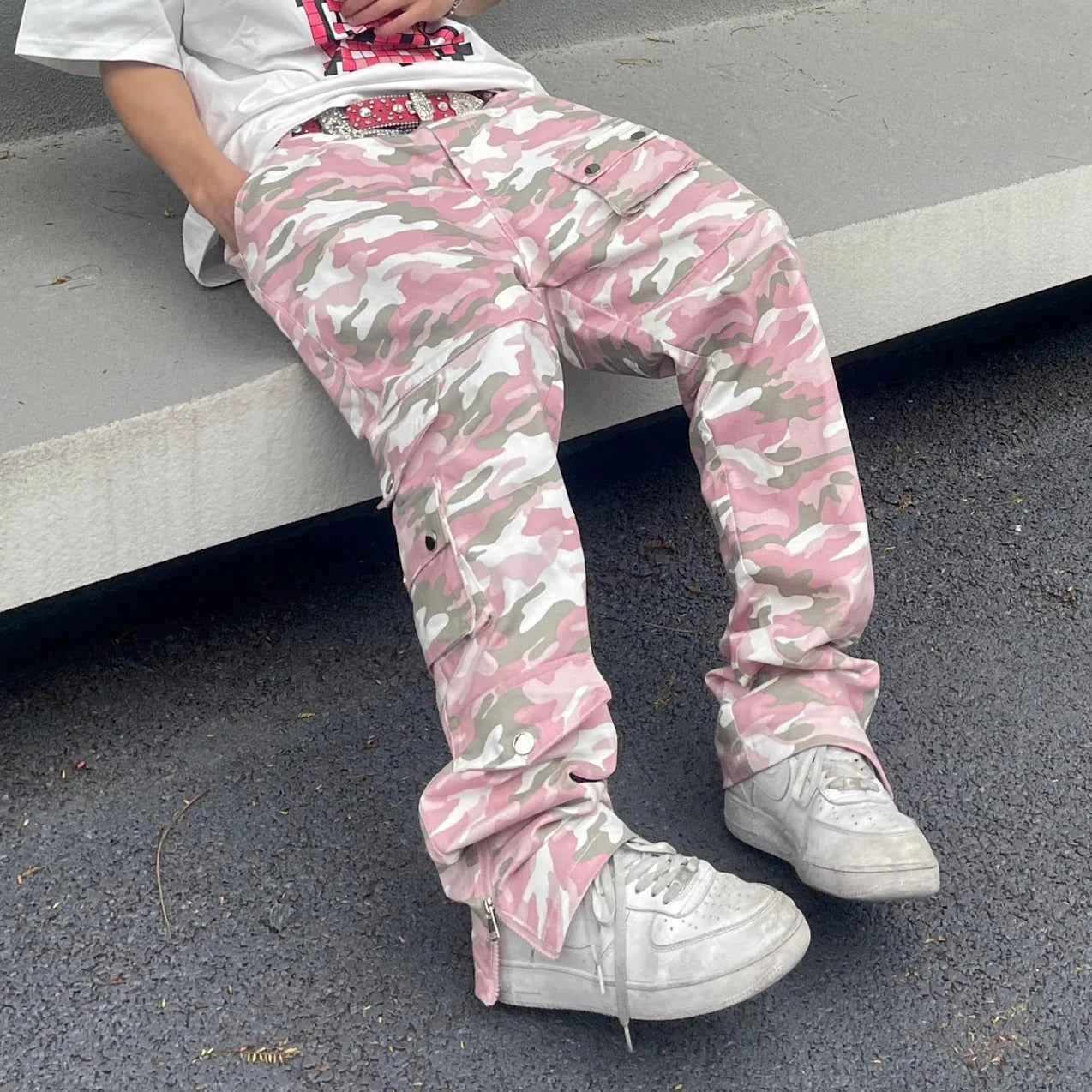 Pink Camouflage Hip Hop Cargo Pants