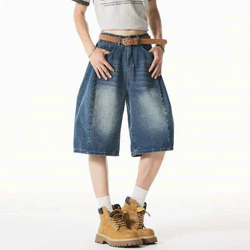 Gradient Washed Loose Casual Denim Short