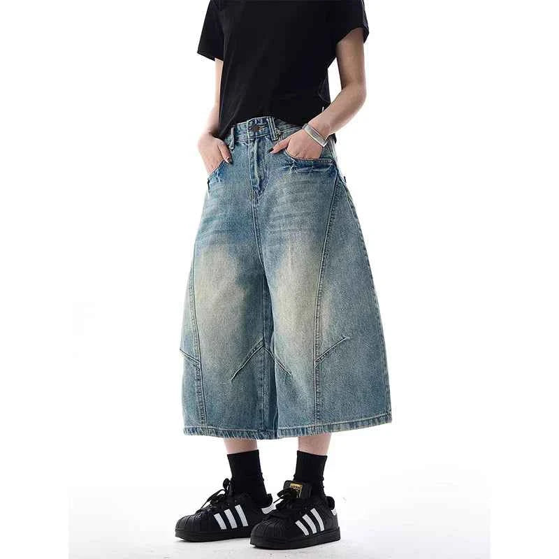 Insulated Streetwear Gothic High Waist Cargo Denim Jorts