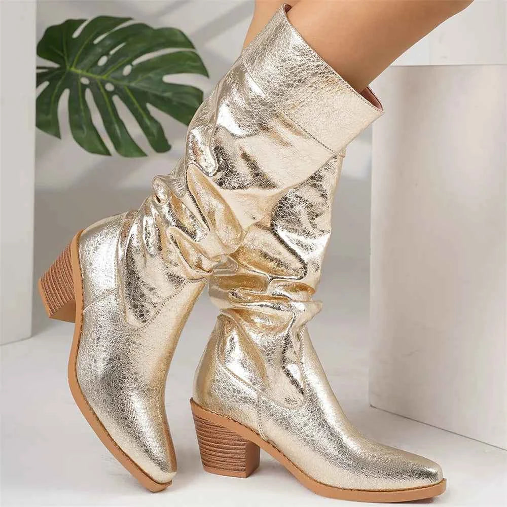Chic Pointed Toe Heeled Cowboy Boots