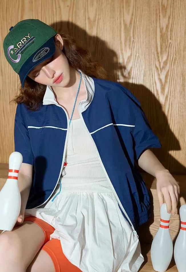 Color Block Sportswear Zip-Up Windbreaker Jacket