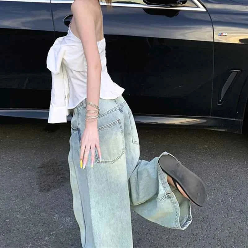 Trendsetter Oversize Washed Wide Leg Jeans