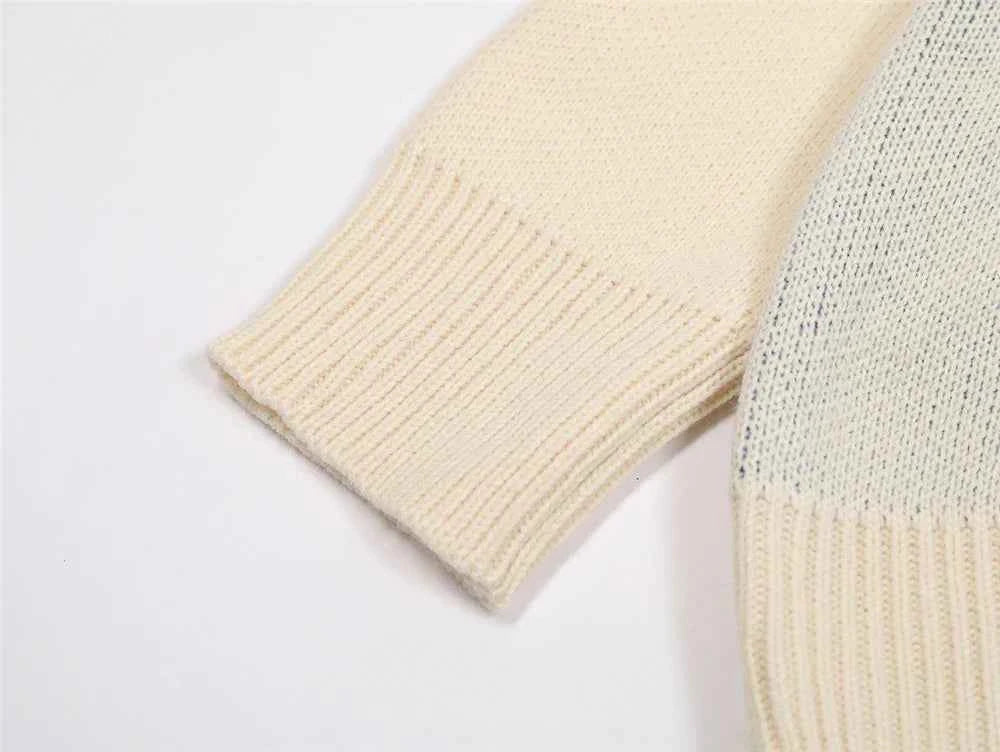 Y2K Easy Care Distressed Patchwork Knit Sweater