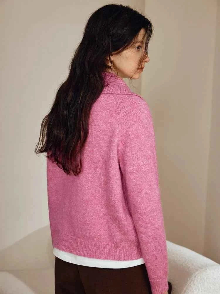 Warm Knit Casual Turn Down Collar Sweater