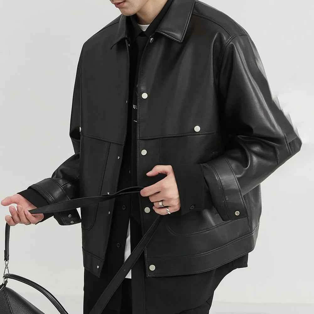 Versatile Mens Moto Biker Leather Jacket