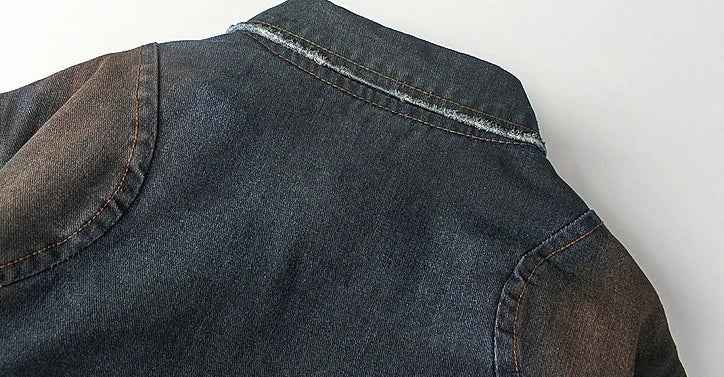 Durable Rustic Dyed Loose Zipper Denim Jacket
