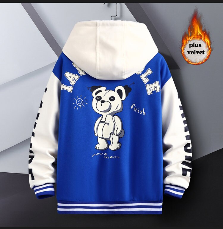 R Quilted Thermal Hooded Varsity Jacket