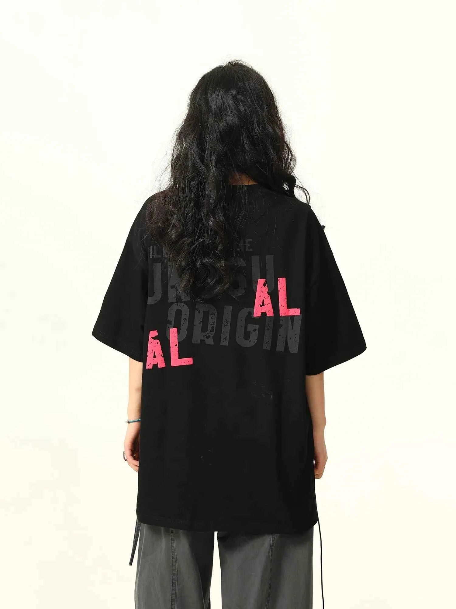 Retro Letter Print Crew Neck T-Shirt
