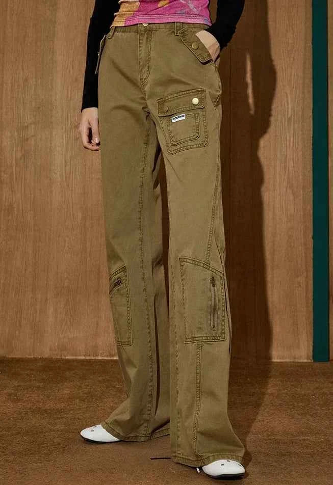 Chic American Workwear Flared High Jeans