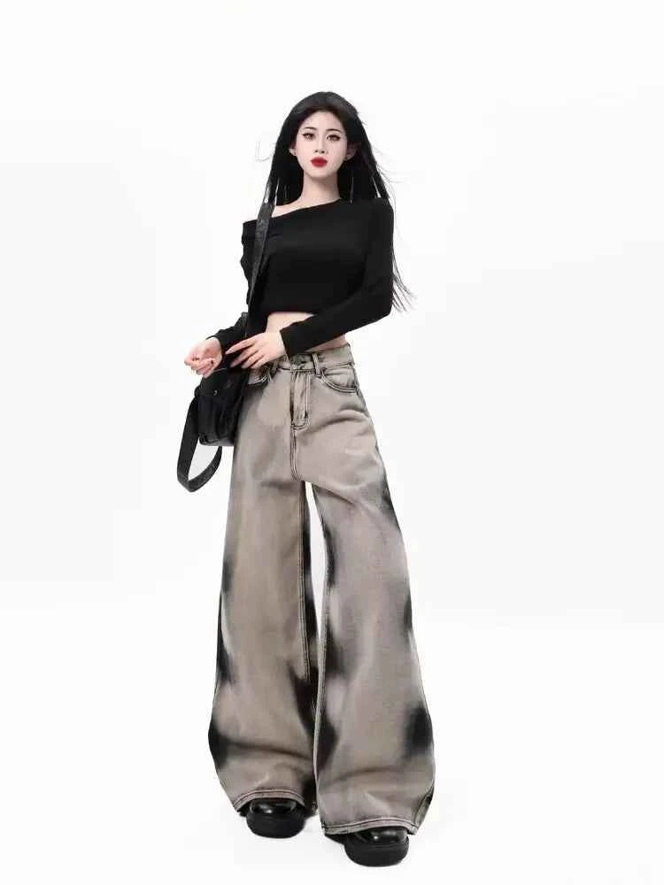 Vintage Washed Tie-Dye High Waist Streetwear Jeans