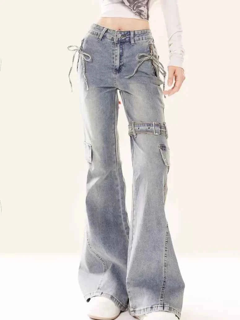 Women’s Bow Patchwork Baggy Jeans