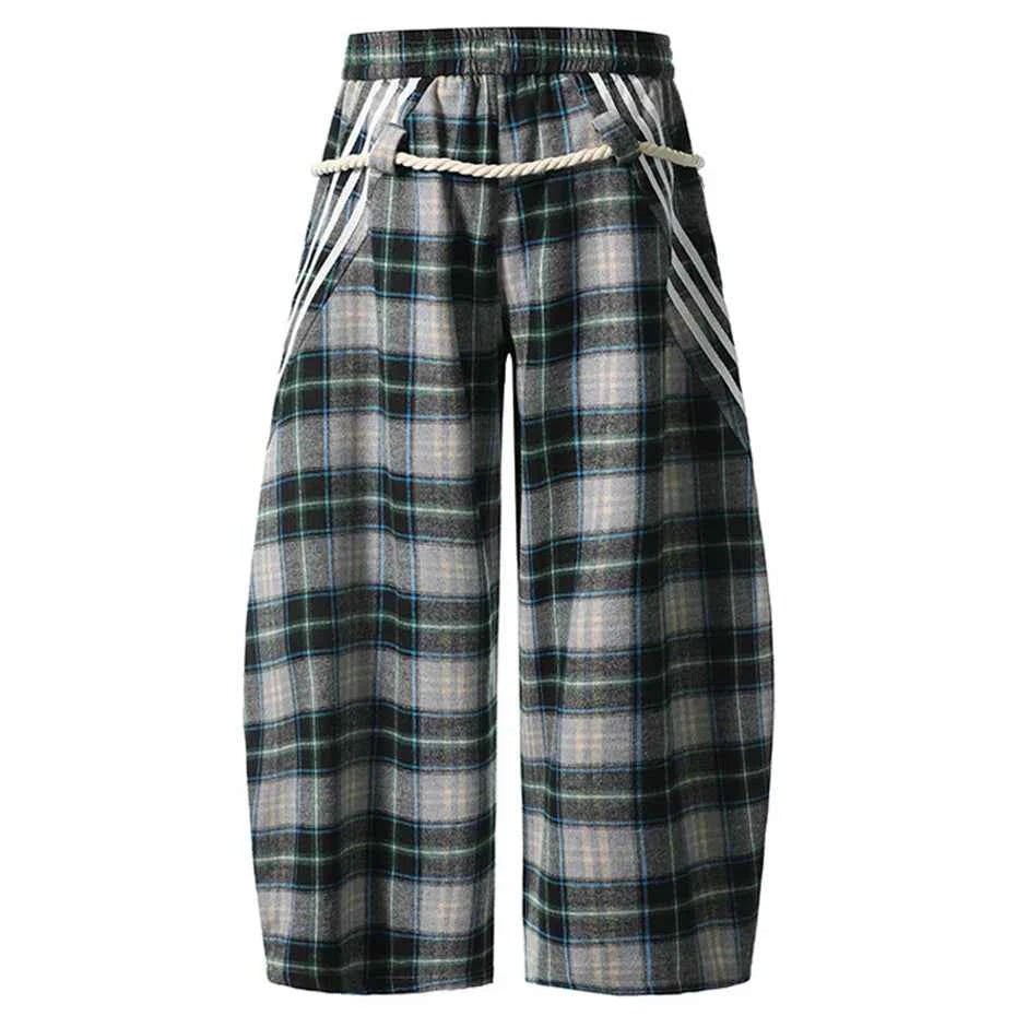 Y2K Flexible Plaid Wide Leg Baggy Wide Leg Jogger