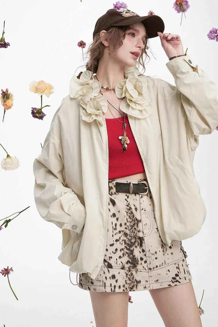 Sweet Ruffles Collar Casual Loose Jacket