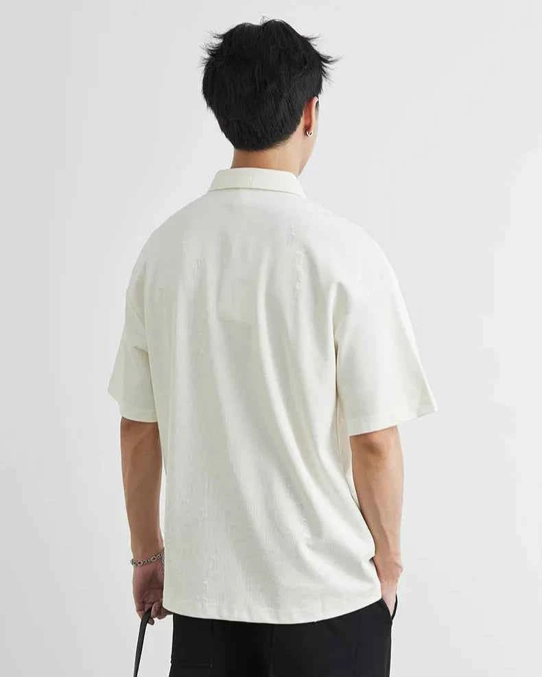 Men's Casual Hip Hop Loose Lapel Cotton Polo T-Shirt