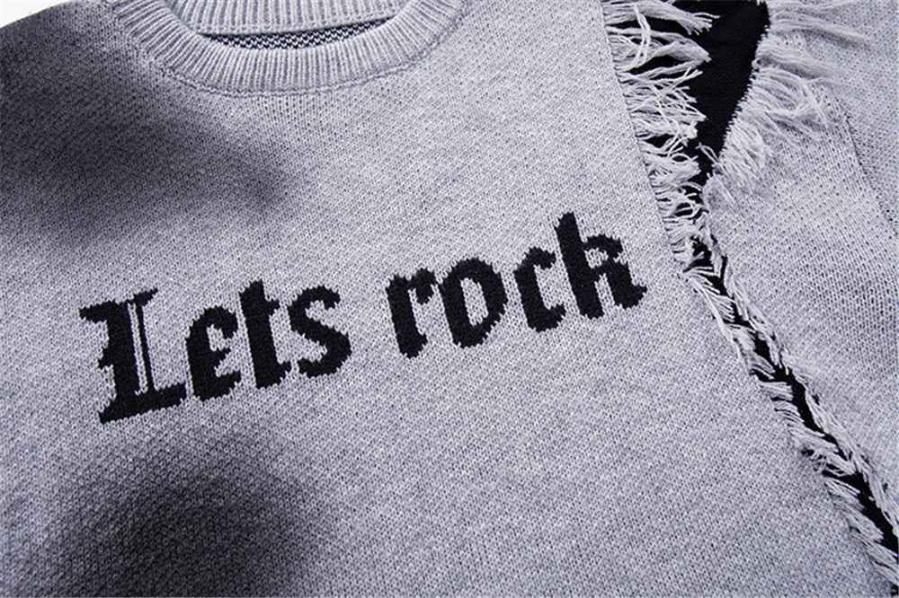 Essential Distressed Letter Graphic Knitted Sweater