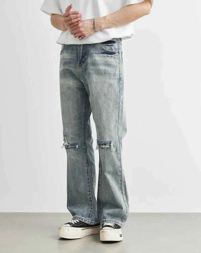Men's Broken Copper Washed American Retro Jeans