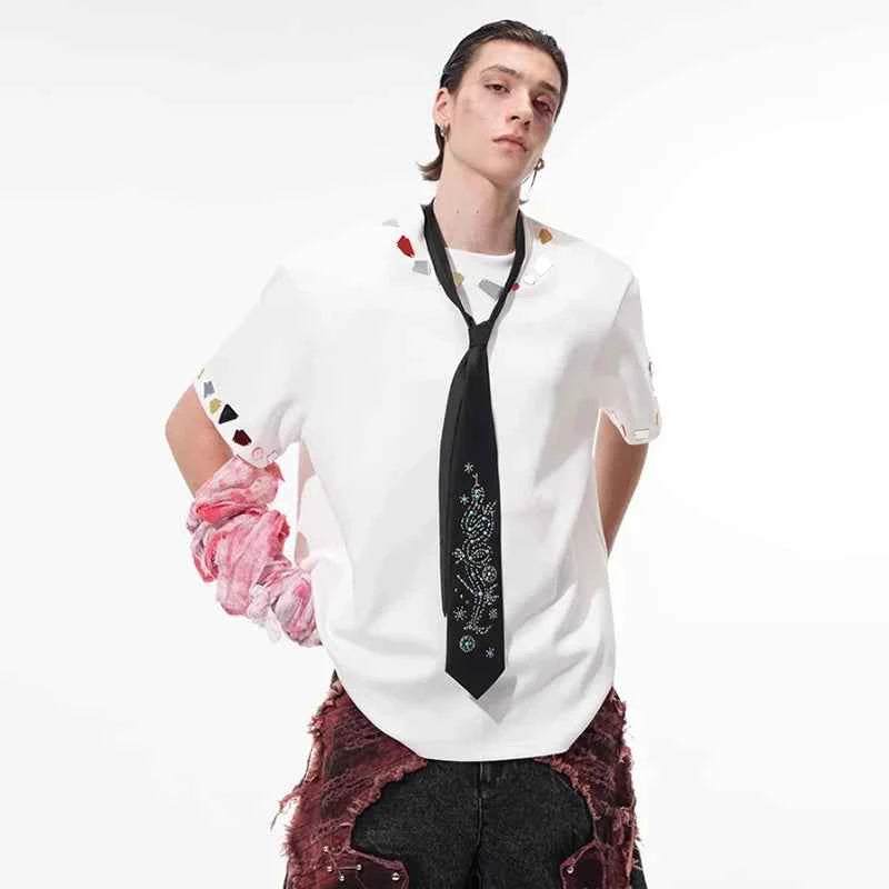 Streetwear Stylish Sequin Patchwork Short Sleeve T-Shirt