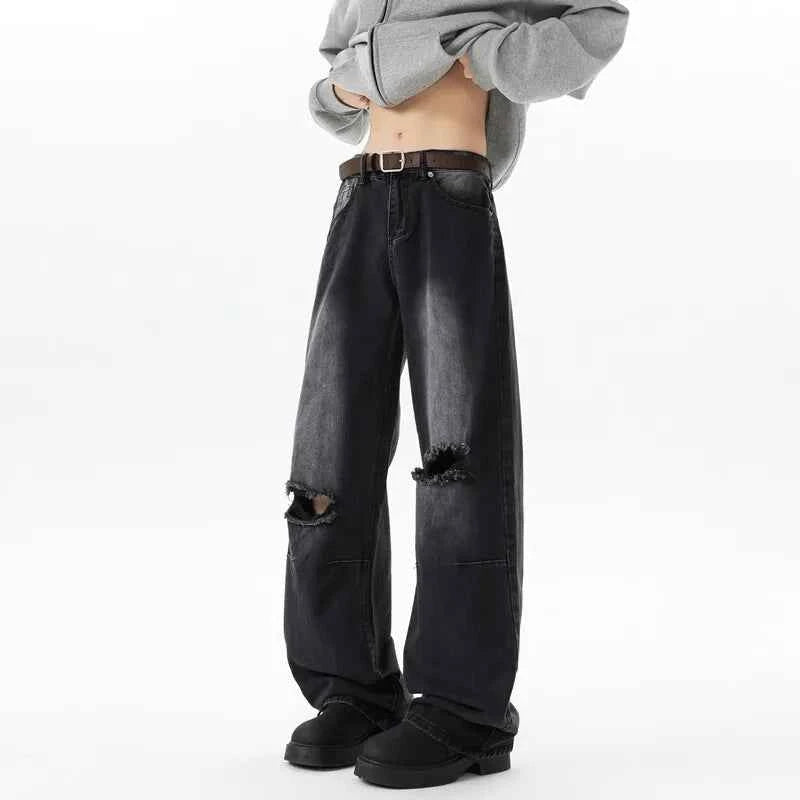 Classic Ripped Wide Leg Jeans