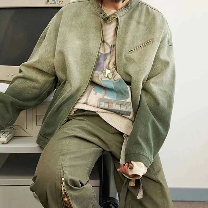 Streetwear Stylish Vintage Korean Gradient Denim Jacket