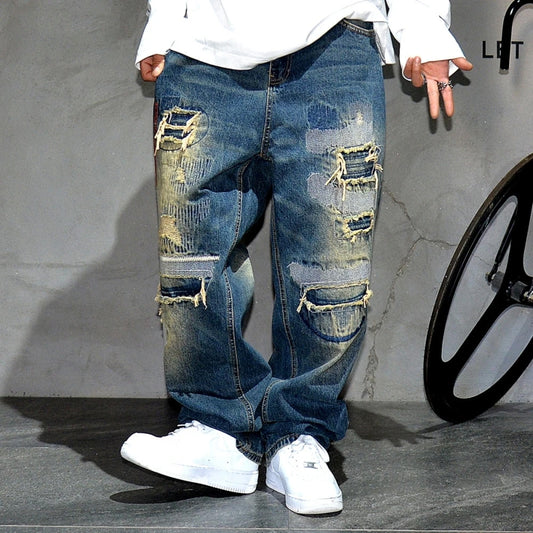 AM26 Ripped Patch Washed Jeans