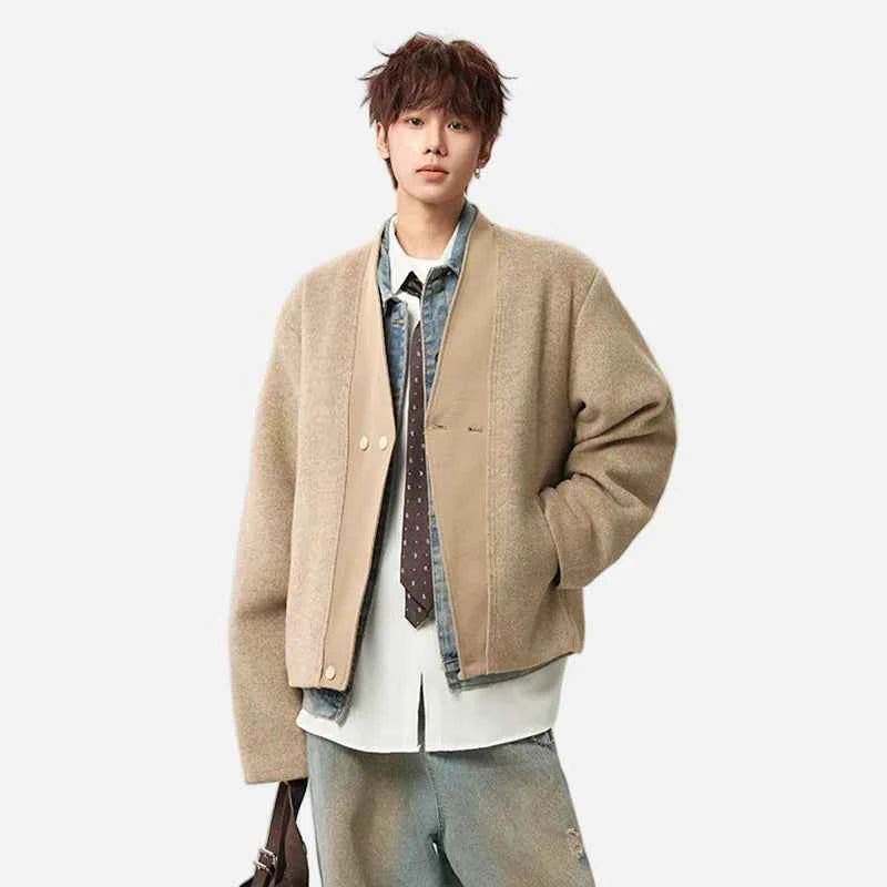 Versatile Double Faced V-Neck Woolen Cardigan