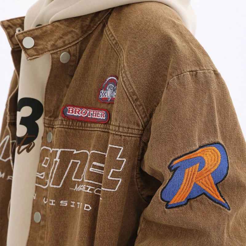 Women Retro High Street Light Blue Denim Jacket
