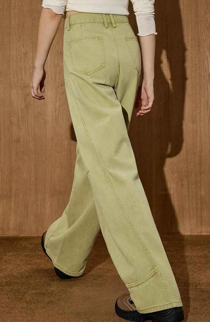 Green American High Waist Wide Leg Jeans