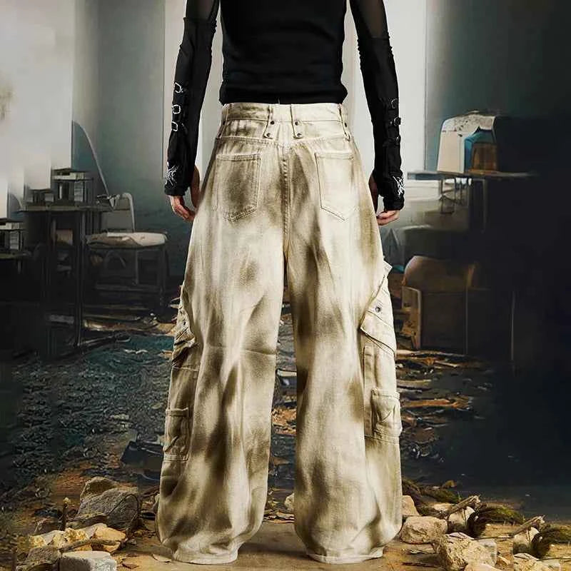 Original Burr Edge Tie-Dyed Cargo Jeans