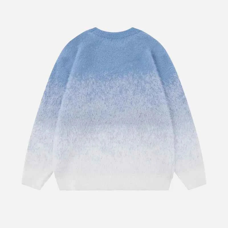 Fashionable Sky Ombre Gradient Fuzzy Sweater