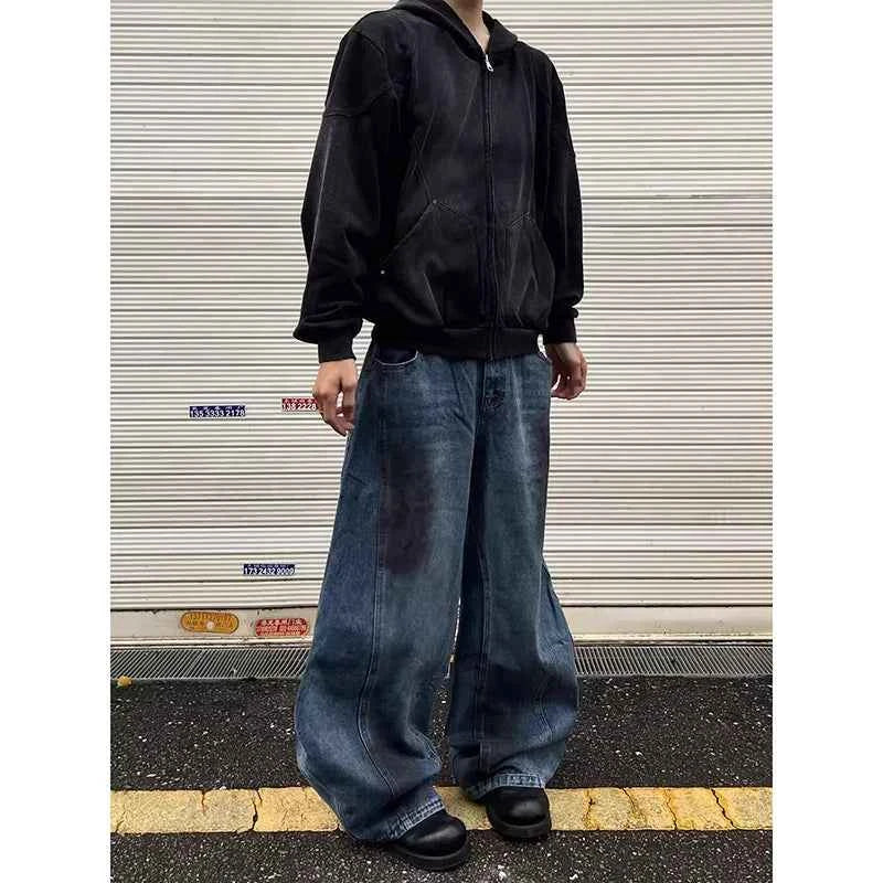 Men's Vintage Hip Hop High Waist Wide Leg Jeans