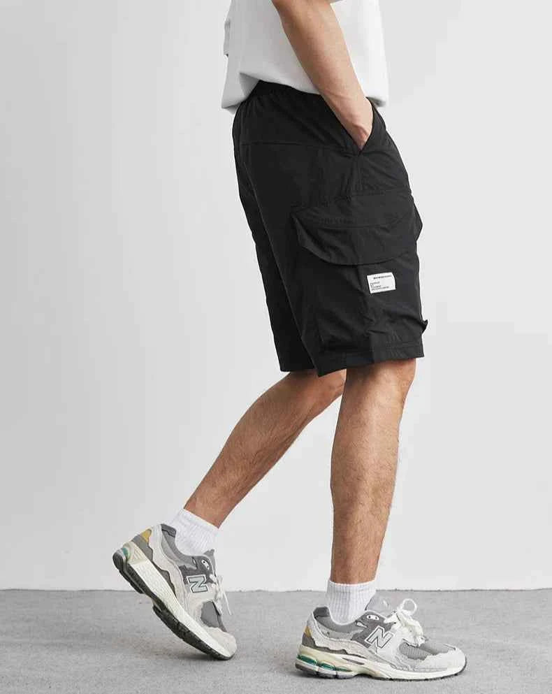 Men's Casual Hip Hop Retro Black Cargo Short