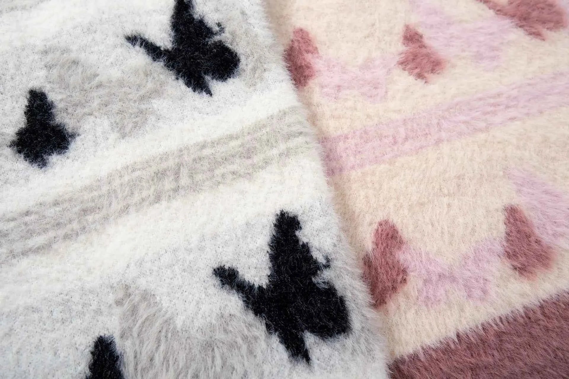 Butterfly Pattern Half Zipper Sweater