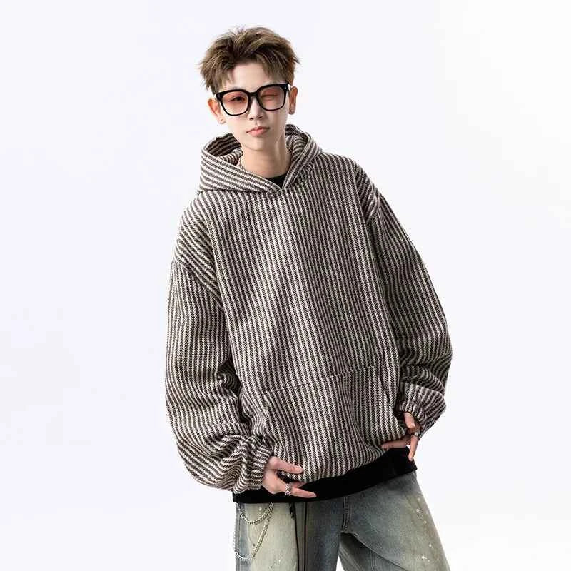 Cool Trendy Hip Hop Neutral Striped Hoodie