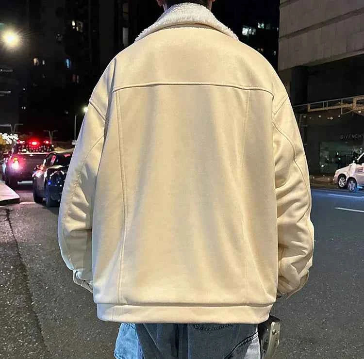 Korean Velvet Fur Collar Padded Parka Jacket