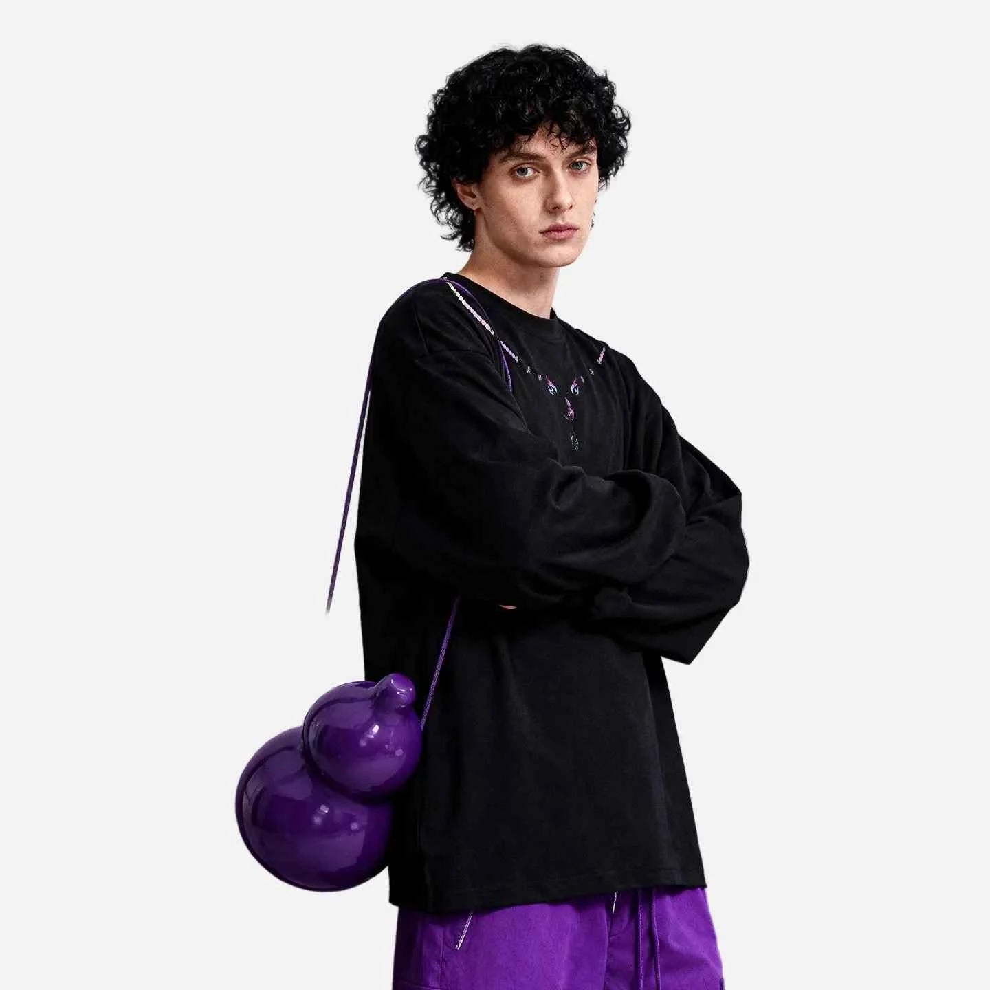 Lucky Gourd Embroidered Long Sleeve T-Shirt