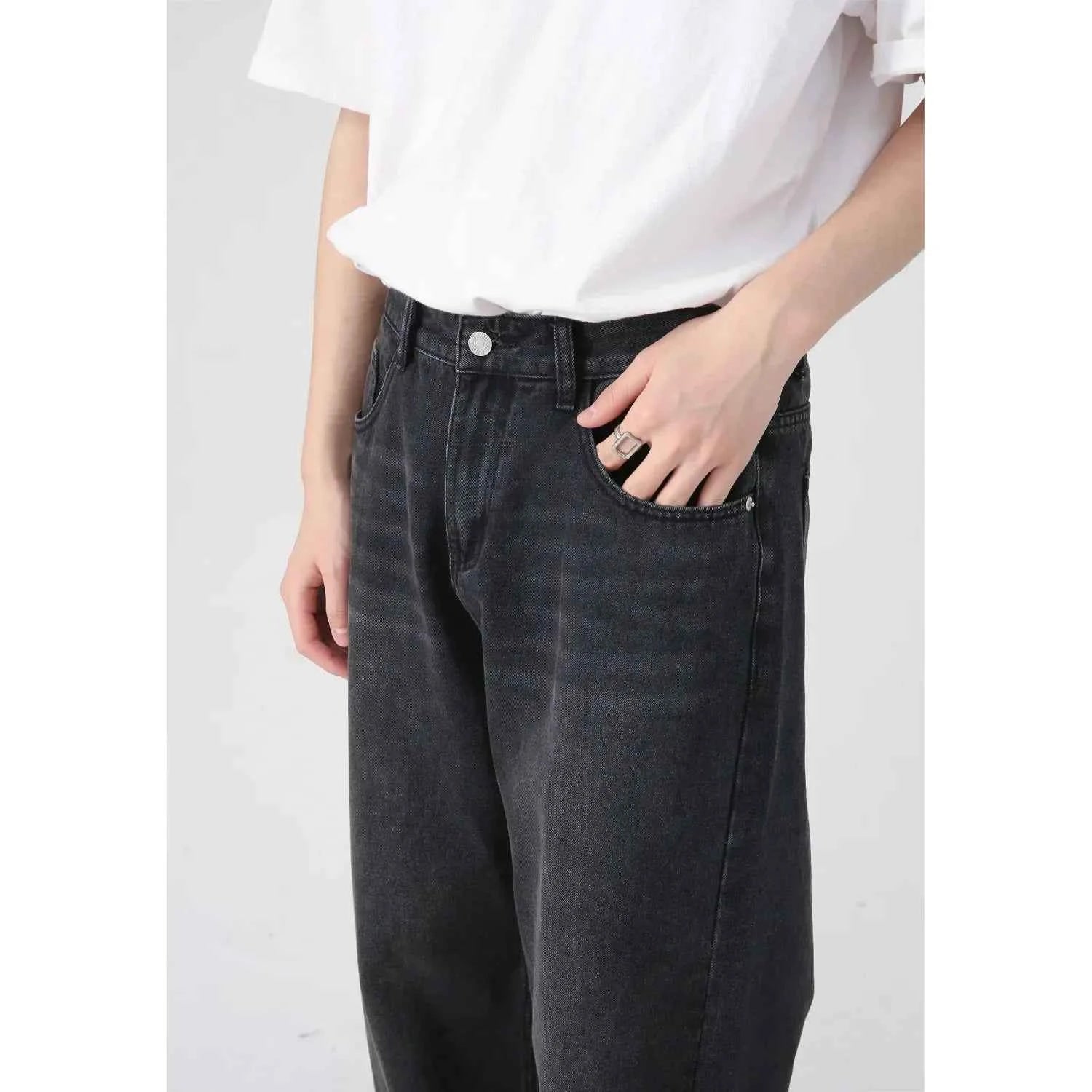 Vintage Distressed Straight Leg Denim Jeans