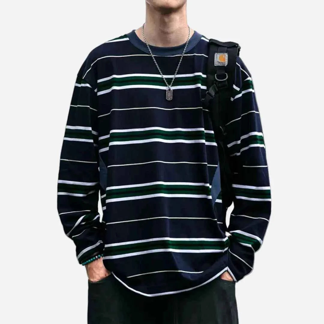 Striped Japanese Minimalist Long Sleeve T-Shirt