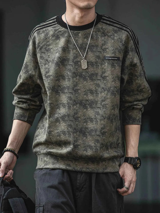 Streetwear Suede Striped Sport Sweatshirt