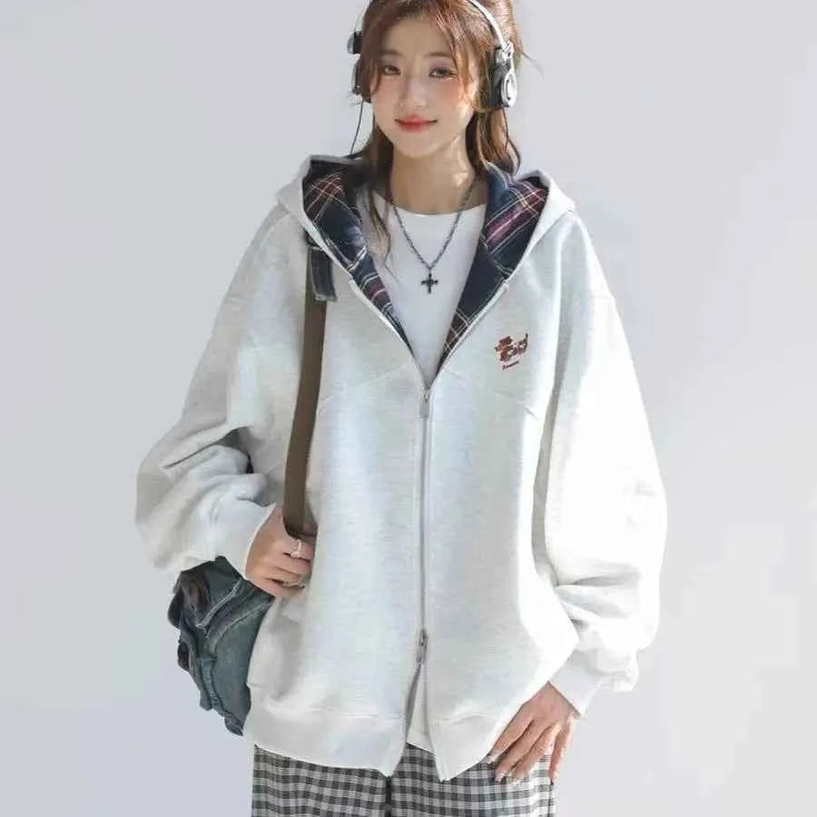 Stylish Colorful Zipper Long Sleeve Sweatshirt