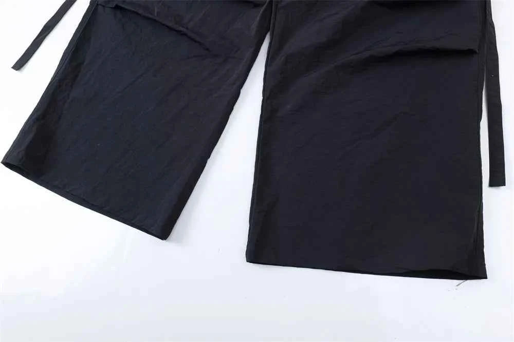 Y2K Hip Hop Spliced Pleated Sports Cargo Pant