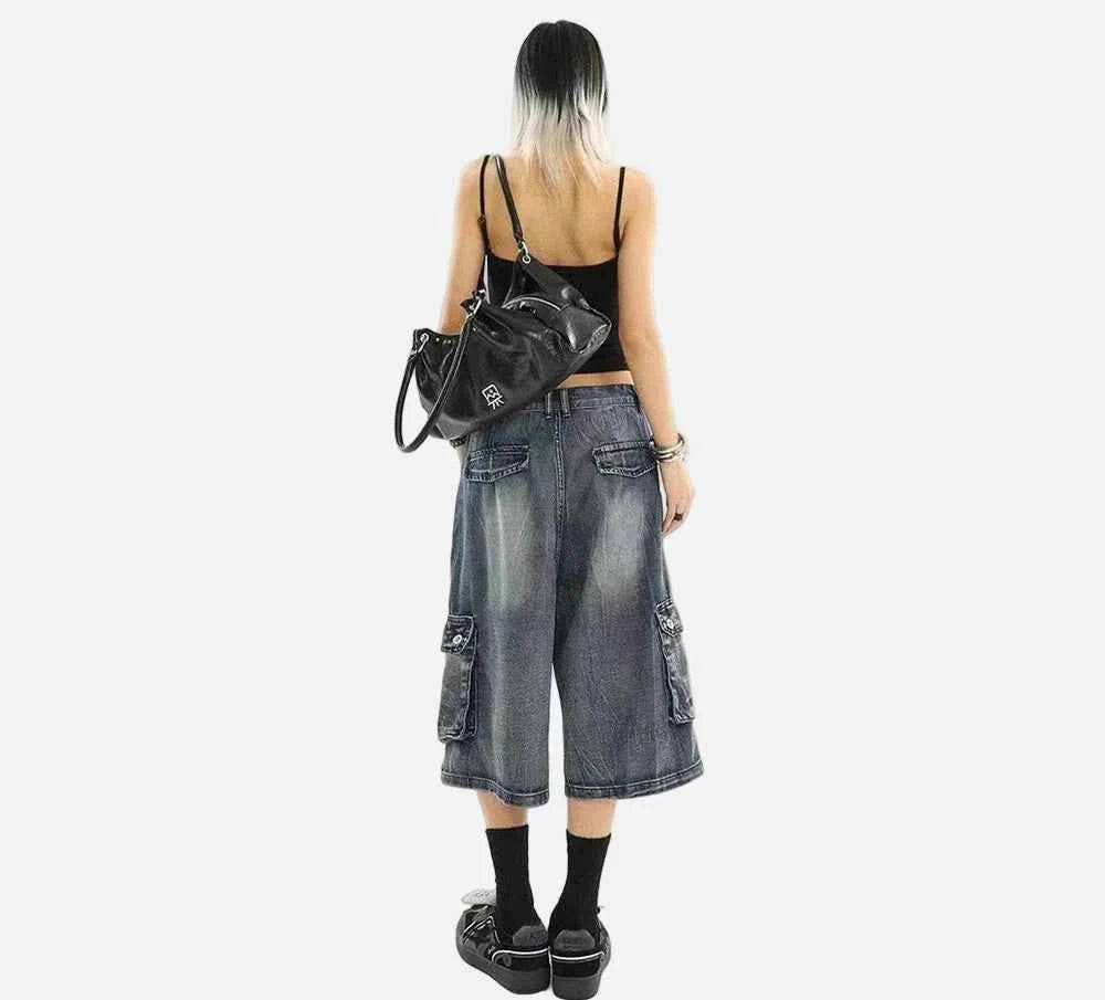 Premium Straight Fit Workwear Denim Cargo Jorts