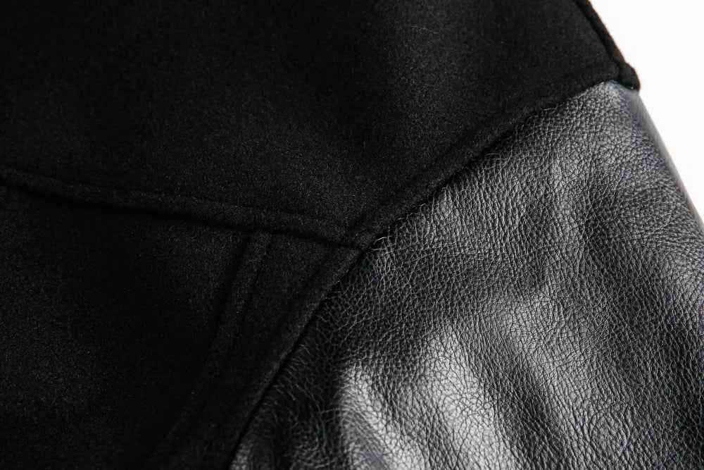 Spliced Retro PU Leather Baseball Varsity Jacket
