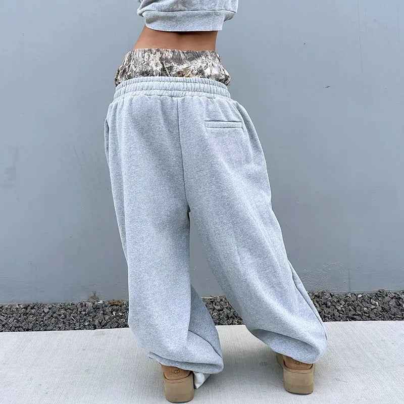 Double Waist Lace-Up Sports Sweatpants